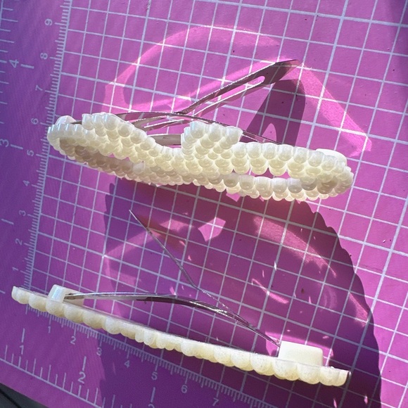 Guess 4 pc hair clips white beads paved tie bow butterfly oval square flowers - Picture 2 of 9